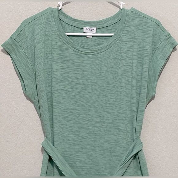 J Crew Factory NWT Knit Tie Waist Mini Dress Size Medium in Frosty Mineral - Picture 8 of 11